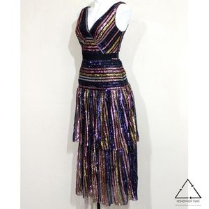 Self Portrait Stripe Sequin Midi Dress RS20-016